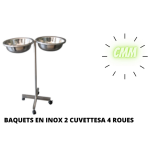 BAQUETS EN INOX 2 CUVETTESA 4 ROUES