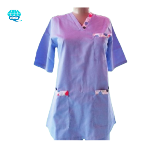 PYJAMA DE BLOC BLEU CIEL AVEC COL IMPRIMER