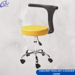 TABOURET ROULANT A DOSSIER JAUNE V-GAZ